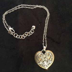 Two tone adjustable heart necklace